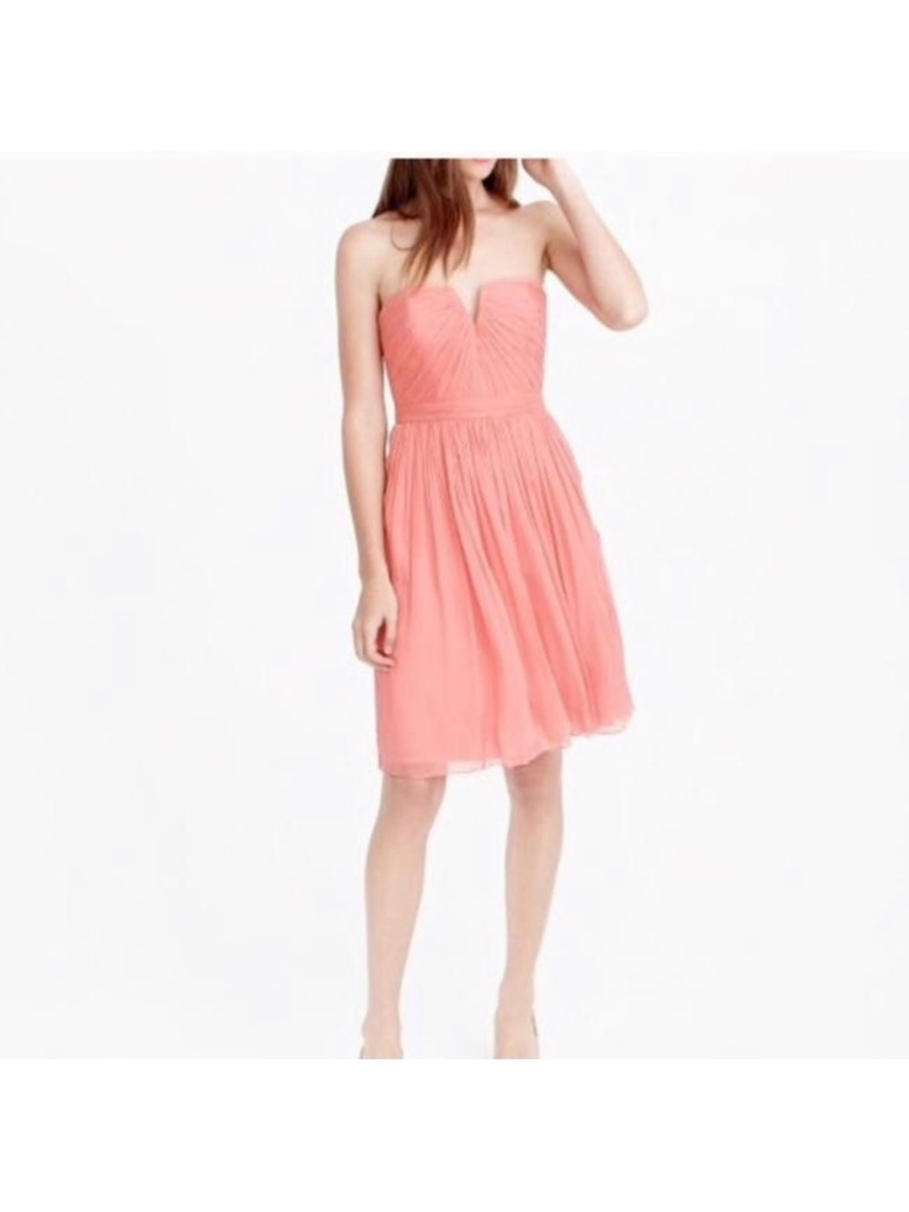J Crew Peach Chiffon Strapless Dress